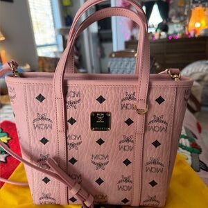 MCM Pink Toni Top-Zip Shopper In Visetos